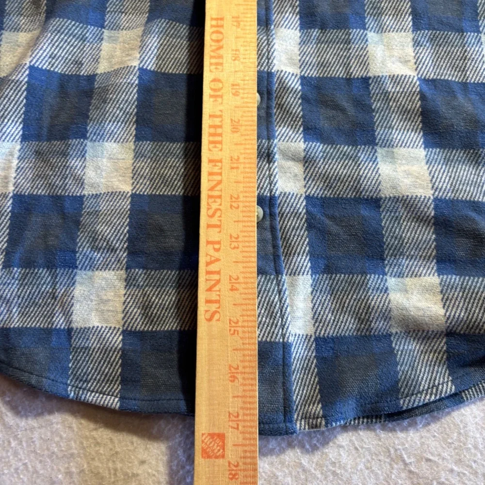 Fair Harbor Men Flannel Plaid Long Sleeve Button Up Shirt Size L Blue Gray - Picture 6 of 8